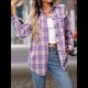 thumbnail image 5 of Camisa Abotonada para Mujer, Camisa A Cuadros, Larga, Solapa, Informal, para Negocios, Trabajo Púrpura L, 5 of 10