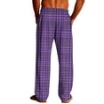 thumbnail image 6 of Fewfanhot Men's Plaid Print Pajama Pants - Loose Straight Vintage Design with Pockets & Elastic Waist Casual Leisure Sleepwear Pants, 6 of 9