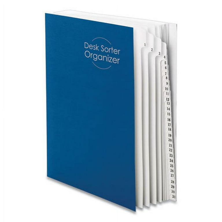Expanding Desk File, 31 Dividers, Date Index, Letter Size, Dark Blue Cover Expanding Desk File, 31 Dividers, Date Index, Letter Size, Dark Blue Cover