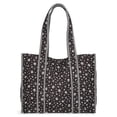 thumbnail image 2 of No Boundaries Women's Quilted Tote Bag, Black Ditsy/Stripe, 2 of 6