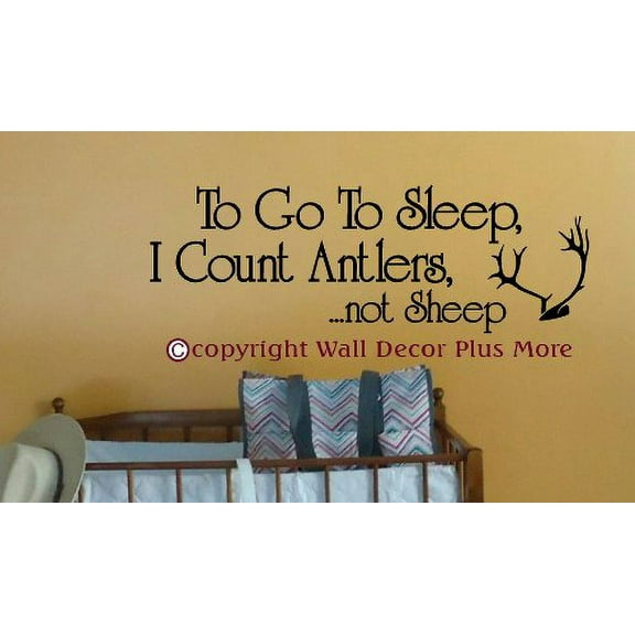 Nusery Décor To Go to Sleep I Count Antlers Wall Vinyl Decals Sticker, 33x11-Inch, Black