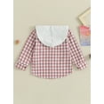 thumbnail image 4 of Bagilaanoe Toddler Baby Girl Boy Hooded Sweatshirt Long Sleeve Plaid Shirt Flannel Pullover 6M 12M 18M 24M 3T 4TKids Fall Loose Hoodie Tops, 4 of 9