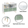 thumbnail image 4 of PAPROOS Kids Bookshelf, Wood Kids Bookcase with 3 Collapsible Fabric Drawers, Freestanding Bookshelf for Kids, Modern Toy Storage Organizer for Kids Room, Living Room, Easy to Assembly, White/Green, 4 of 9