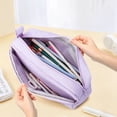 thumbnail image 5 of Rirool Large Capacity Pencil Case with Initial Letter, Expandable Pencil Pouch with Zipper, Cute Aesthetic Pen Bag for School Supplies, Kids Teen Girls Adults Purple, 5 of 6