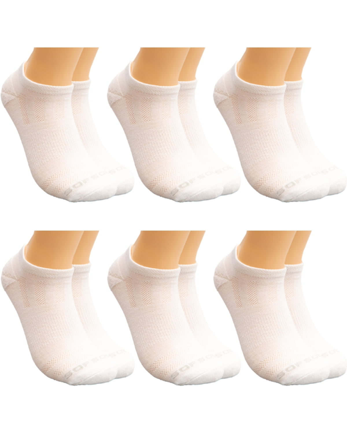 6 Pairs Sports Trainer Liners Ankle Low Rise Gym White Cushioned Socks Mens 3 