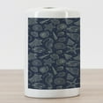 thumbnail image 3 of Sea Shells Ceramic Toothbrush Holder, Monochrome Marine Elements with Dotted Background Doodle Ocean Inhabittants, Decorative Versatile Countertop for Bathroom, 4.5" X 2.7", Dark Blue Beige, 3 of 4
