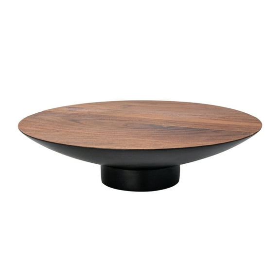 Creative Co-Op Round Acacia Wood Pedestal with Metal Base, Natural and Black