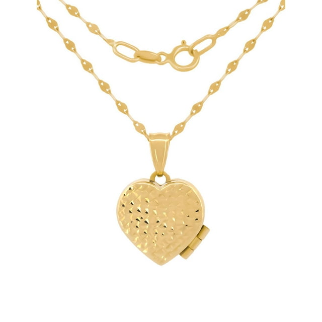 Cadena Casa del Anillo CON DIJE DE Corazón RELICARIO Oro SÓLIDO 10K amarillo