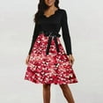 thumbnail image 4 of Fgvctg Valentine's Day a Line Dresses for Women Romantic V Neck Vintage Cocktail Dresses Cute Heart Print Soft 50s Tea Dress Long Sleeve Oversized Dressy Clothes Watermelon Red L, 4 of 5