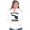 thumbnail image 3 of Cutting Carbs Pizza Cutter Foodie Unisex Fleece Graphic Zip Up Hoodie Brisco Brands 3X, 3 of 5
