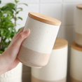 thumbnail image 6 of Sabine Small Ceramic Canister with Airtight Wood Lid - 18 oz Kitchen Storage for Coffee, Sugar, Tea & Spices - Compact Countertop Jar, 6 of 15