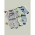 thumbnail image 3 of Loicainy Baby Toddler Boy Fall Clothes Set 6 12 18 24 Month 2T 3T Long Sleeve O Neck Letter Embroidery Striped Sweatshirt Jogger Pants Outfits, 3 of 8