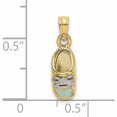 thumbnail image 2 of 10K Yellow With Rhodium 3-D Light Blue Enamel Baby Shoe Charm (14.5 X 5.3) Made In United States -Jewelry By Sweet Pea, 2 of 5