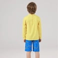 thumbnail image 4 of KKBOTIVE Boys Sun Long Sleeve Rash Guard And Swim Trunks Two Piece Set for Youth Swimming Outfit ( Yellow Size: 12-13 Years ), 4 of 8