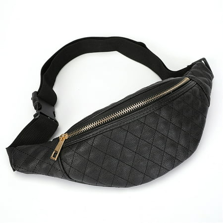 Fashion Waist Fanny Pack Women PU Leather Belt Zipper Waist Bag Casual Chest Bag