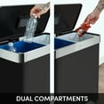 thumbnail image 5 of Qualiazero 16 Gallon Trash Can, 8 Gallon Dual Compartment Step on Kitchen Trash Can, Stainless Steel - Matte Black, 5 of 11