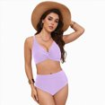 thumbnail image 4 of KPOPLK Bathing Suits for Women High Waisted Bikini Sets Two Piece Swimsuits Solid Bikini Swimwear(S,Light Purple), 4 of 9