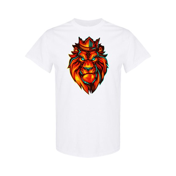 Fiery Lion Head T-Shirt Men -Image by Shutterstock, Male Medium