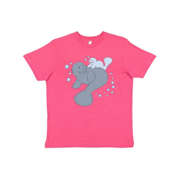 Inktastic Cute Manatees with Bubbles Youth T-Shirt