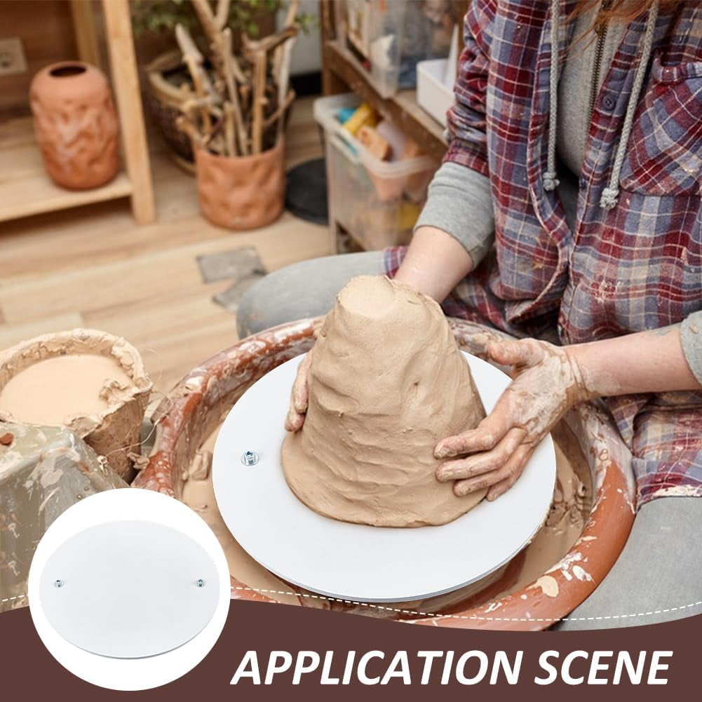 2 Set White Wooden Clay Board Mat Mud Board Flat Round Pottery Wheel 30cm Round Clay Throwing Bats for Clay Crafts Arts Ceramics Pottery for Pottery Wheel Portable Clay Wedging Board