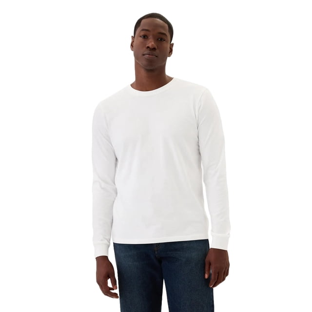Remera de Hombre GAP Manga Larga Cuello Redondo Suave Blanca XL