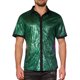 thumbnail image 1 of Camisas metálicas INSPIRE CHIC para hombres con mangas cortas de color contrastante y botón verde L, 1 of 5