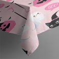 thumbnail image 3 of Pink Halloween Black Cats Ghosts and Pumpkins Rectangle Tablecloth 60"x84",Waterproof Polyester Rectangle Table Cloth, Wipeable Spillproof Polyester Tablecloth for Dining, Camping, Indoor and Outdoor, 3 of 5