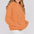 thumbnail image 5 of Women's Long Sleeved Pullover Hooded Fashion Solid T-shirt Drawstring Blouse Round Neck Casual Tops Hooded Sweatshirts, 5 of 7