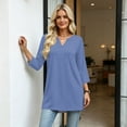 thumbnail image 5 of 3/4 Length Sleeve Womens Tops V Neck Shirts Dressy Casual Fashion Trendy Curved Hem Shirts 2026, 5 of 7