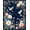 Navy, Pattern 7, variant on ODIKA 4'x6' Machine Washable Non-Slip Area Rug, Vintage Inspired Floral and Motif with Delicate Vine Scrolls High Traffic Rug, Navy, 232830