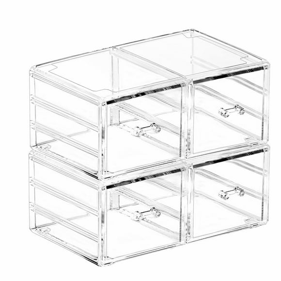 ClearStack Duo: Acrylic Countertop Drawers for Cosmetics, Jewelry, Hair Accessories, and Makeup