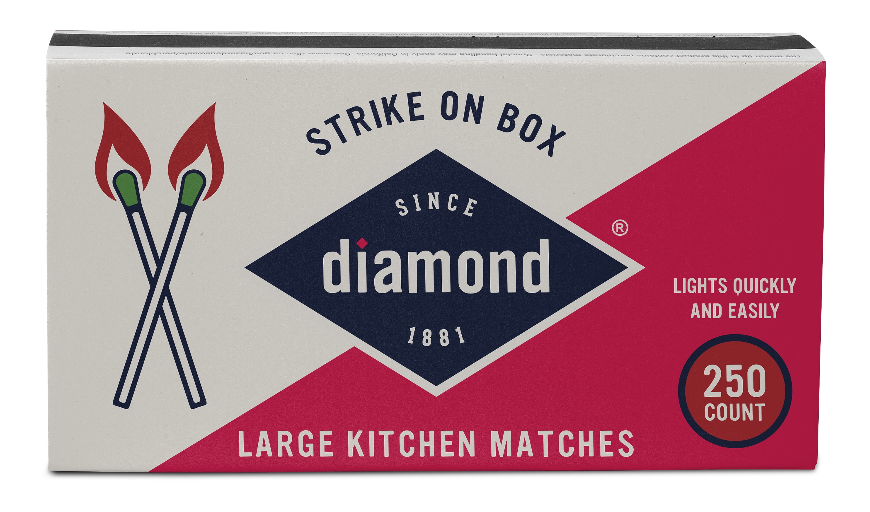(2 pack) Diamond Kitchen Matches, Large Strike On Box Matches, 250 Ct for Everyday Essential Matches for Lighting Candles, Grills, Fireplaces and Firepits