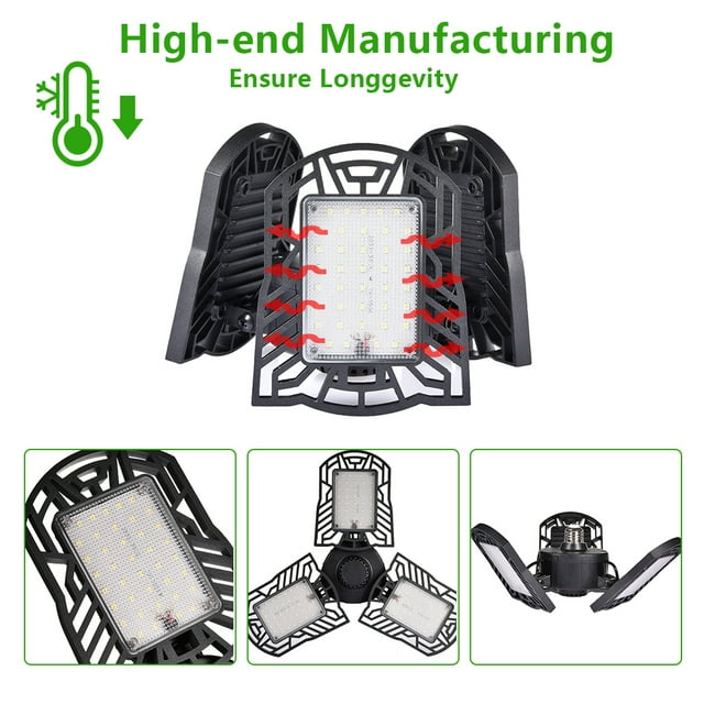 AIHOME Motion Activated Light,100w E26/E27 Deformable Led Garage lights,Lamp,ceiling light,Radar Home Lighting,Warehouse,Studio,Basement,Wine Cellar (Radar)