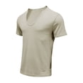 thumbnail image 4 of Fancifize Men's Muscle Fit Knit T-Shirt Short Sleeve U Neck Workout Athletic Top Breathable Bodybuilding Gym Shirt, 4 of 5