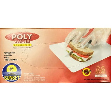 Disposable Poly Food Service Gloves, Clear, Medium, 500/Box
