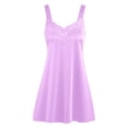 thumbnail image 5 of Endives Satin Nightgown for Women Summer Sleepdress Spaghetti Strap Sleep Dress Chemise Nighty Midi Nightshirt Summer Pajama Dress Nightie Bridal for Women Light Violet M, 5 of 5
