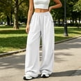 thumbnail image 6 of ZHYou No Boundarie Womens Oversized Sweatpants Elastic Waisted Wide Leg Baggy Fit Pull On Casual Pants with Drawstring Pockets,White,Size XL, 6 of 7