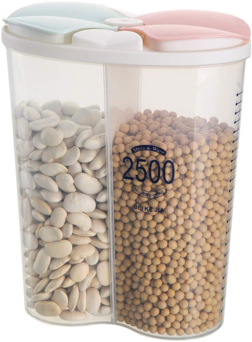 2-Compartment Airtight Food Storage Container with Lid, 2.5L Clear ...