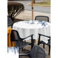 thumbnail image 5 of Outdoor Tablecloths with Umbrella Hole & Zipper, Blue Eucalyptus 60x60 Inch Square Tablecloths, Weeping Botanical Leaf Watercolor Waterproof Table Cloth, Patio/Pool/Picnic Table Covers, 5 of 8