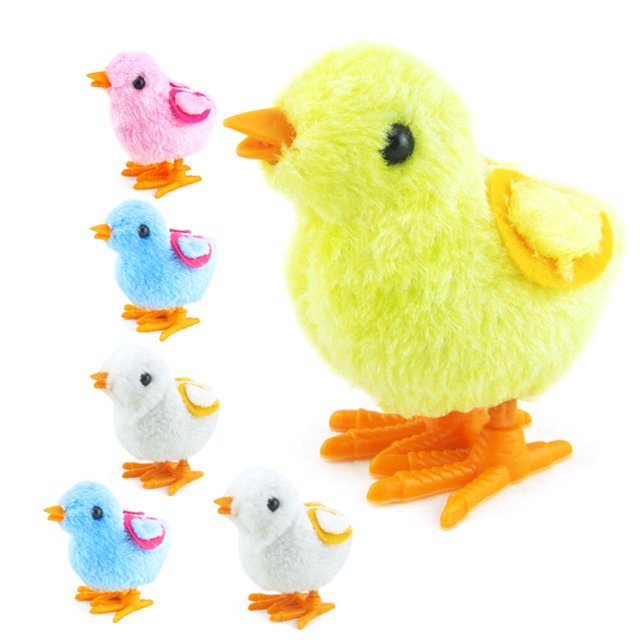 CHUANK 6pcs Kids Jumping Plush Chicken Children Double Layer Wing Wind-up Playing Toys (Random Color)