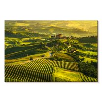 Elephant Stock Sunny Langhe Vineyards Wall Art - Horizontal Canvas Wall Art - Living Room Wall Decor - Nature Canvas - Yellow And Green Decor - 45" x 30"