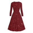 thumbnail image 3 of Offre à Durée Limitée Iumwxz Robe à Col en V à Manches Longues pour Femmes Tunique Robe de Performance Robe à Imprimé Brillant Robes Longues pour Femmes Robe Ample et Fluide pour la Rue, 3 of 3