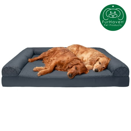 FurHaven | Orthopedic Quilted Sofa Pet Bed for Dogs & Cats  Iron Gray  Jumbo Plus