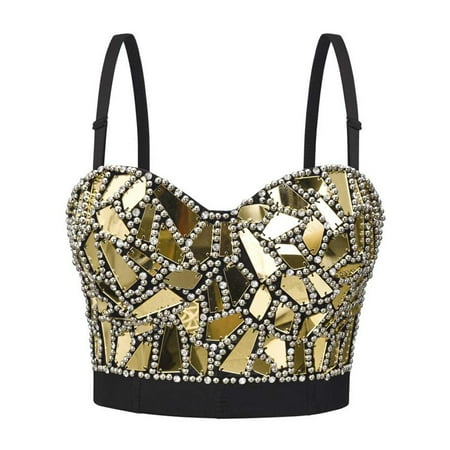 

bras for women， New Organic Glass Nail Drill Bra Wear Stage Performance Clothes Vest Bra Top Various Colors