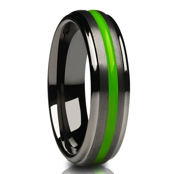 6mm Gunmetal Wedding Ring,Green Tungsten Ring,Green Wedding Ring,Tungsten Wedding Ring,Engagement Ring,Comfort Fit Ring