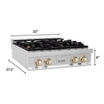 thumbnail image 4 of ZLINE 30 in. Autograph Edition Rangetop in Stainless Steel with Gold Accents (RTZ-30-G), 4 of 5