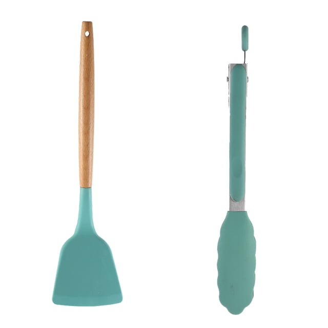 Utensilios de cocina de silicona antiadherentes con mango de madera Juego de utensilios de cocina para utensilios de cocina antiadherentes