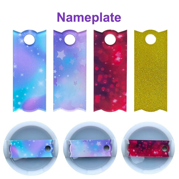 Hariumiu Tumbler Name Plate DIY Universal Acrylic Water Mug Lip Topper Identification Name Tag Decoration Tumbler Accessories