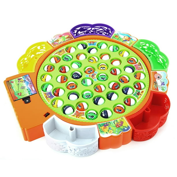 Music Colorful Spin Fishing Toy, Fishing Game, Children Fishing Kit Gift  For Kids With Fishing Plate 