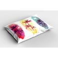 thumbnail image 2 of Ambesonne Tropical Pillow Sham 2 Pack, Palm Trees Seagulls, 36"x20", Pale Yellow Fuchsia, 2 of 3